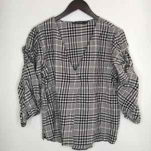 Zara Checkered Crease Effect Top